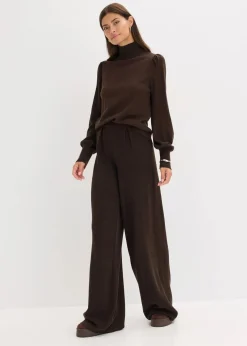 bonprix Pullover & Strickjacken|Strickmode|Feinstrickpullover dunkelbraun meliert