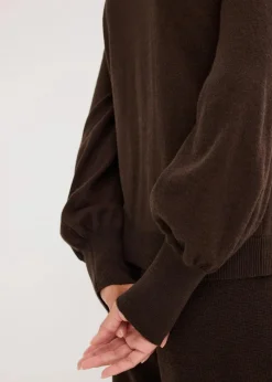 bonprix Pullover & Strickjacken|Strickmode|Feinstrickpullover dunkelbraun meliert