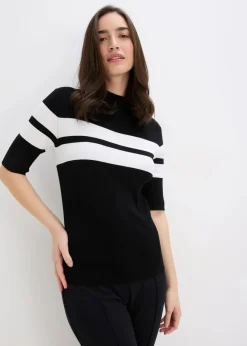 bonprix Bekleidung·Umstandsmode|Bekleidung·Jeans|Feinstrickpullover schwarz/weiß gestreift