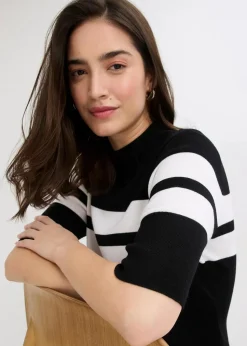 bonprix Bekleidung·Umstandsmode|Bekleidung·Jeans|Feinstrickpullover schwarz/weiß gestreift