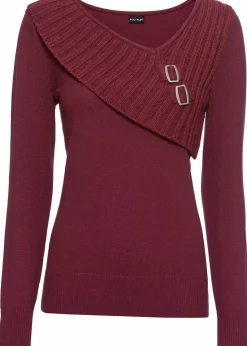 bonprix Bekleidung·Umstandsmode|Strickmode|Feinstrickpullover aus Baumwoll-Mix bordeaux