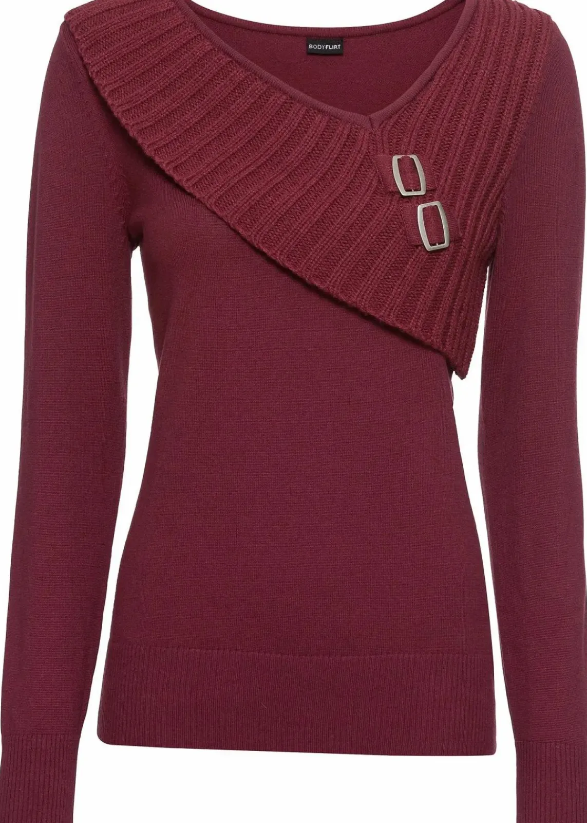 bonprix Bekleidung·Umstandsmode|Strickmode|Feinstrickpullover aus Baumwoll-Mix bordeaux