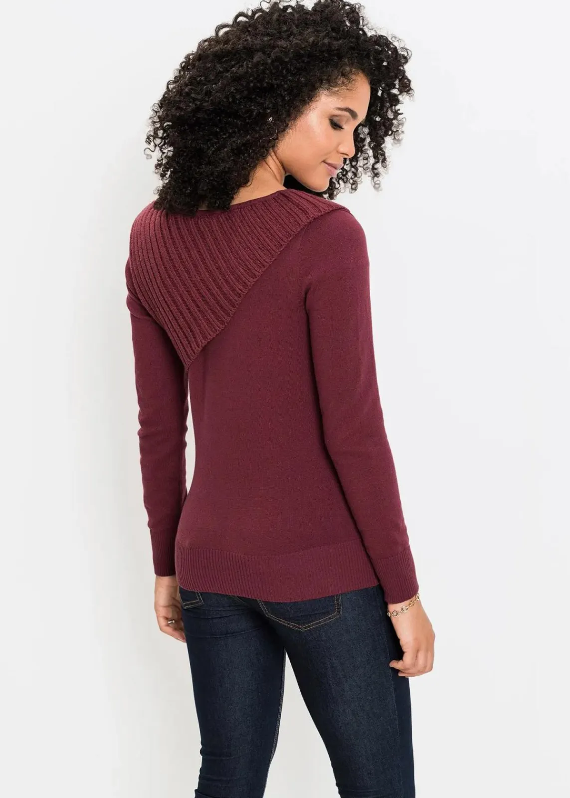 bonprix Bekleidung·Umstandsmode|Strickmode|Feinstrickpullover aus Baumwoll-Mix bordeaux