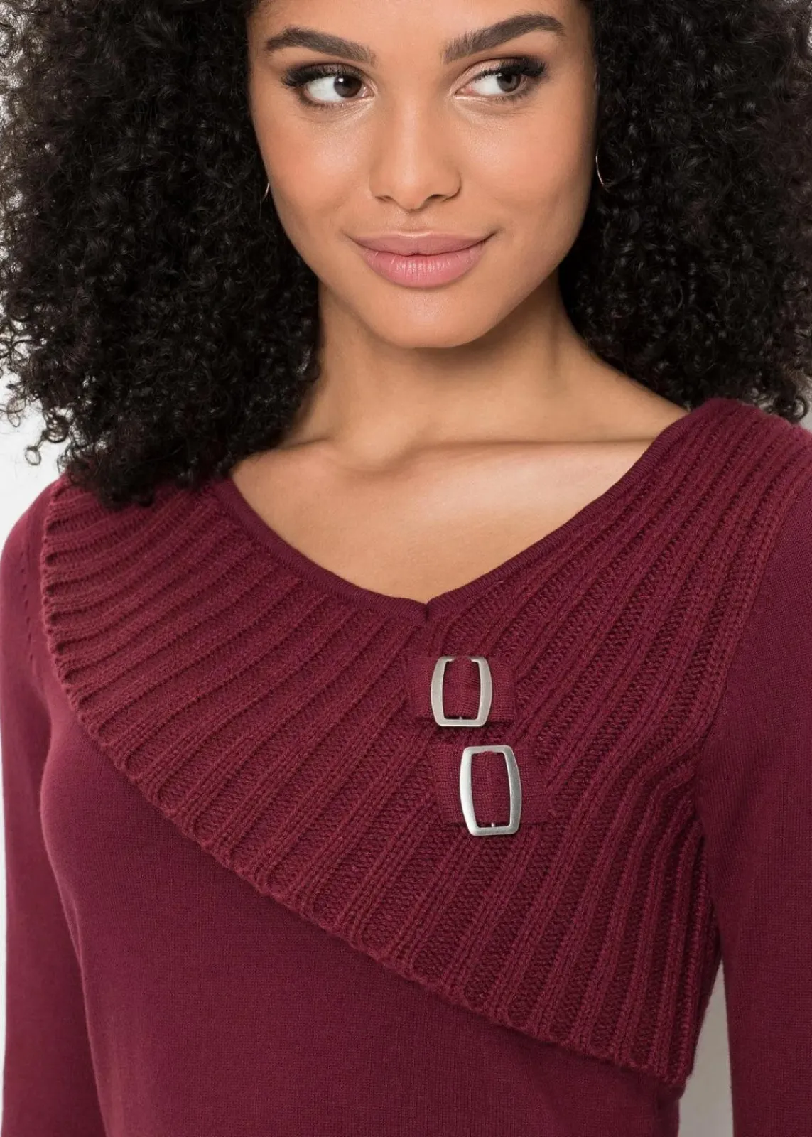 bonprix Bekleidung·Umstandsmode|Strickmode|Feinstrickpullover aus Baumwoll-Mix bordeaux