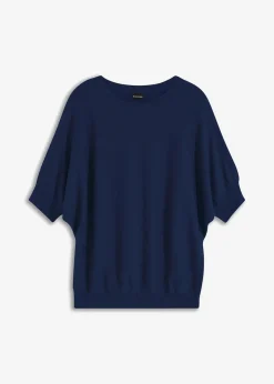 bonprix Bekleidung·Umstandsmode|Strickmode|Feinstrickpullover aus Baumwoll-Mix tiefseeblau
