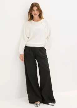 bonprix Bekleidung·Umstandsmode|Bekleidung·Jeans|Feinstrickpullover aus fließendem Viskose-Mix wollweiß