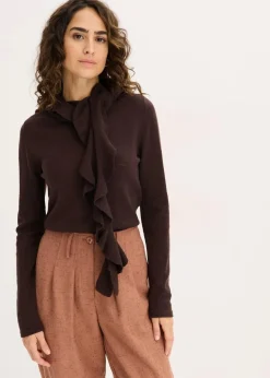 bonprix Bekleidung·Umstandsmode|Strickmode|Feinstrickpullover aus fließendem Viskose-Mix dunkelbraun