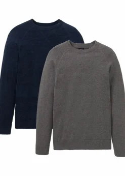 Feinstrickpullover aus reiner Baumwolle (2er-Pack)|bonprix Discount