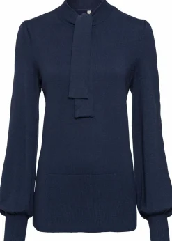 bonprix Pullover & Strickjacken|Strickmode|Feinstrickpullover aus softem Viskose-Mix dunkelblau