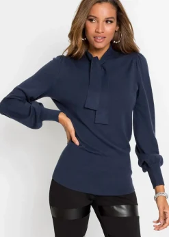 bonprix Pullover & Strickjacken|Strickmode|Feinstrickpullover aus softem Viskose-Mix dunkelblau