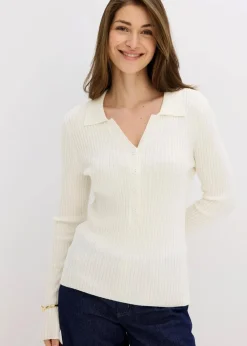 bonprix Bekleidung·Umstandsmode|Strickmode|Feinstrickpullover aus softem Viskose-Mix wollweiß