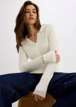 bonprix Bekleidung·Umstandsmode|Strickmode|Feinstrickpullover aus softem Viskose-Mix wollweiß