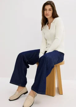 bonprix Bekleidung·Umstandsmode|Strickmode|Feinstrickpullover aus softem Viskose-Mix wollweiß