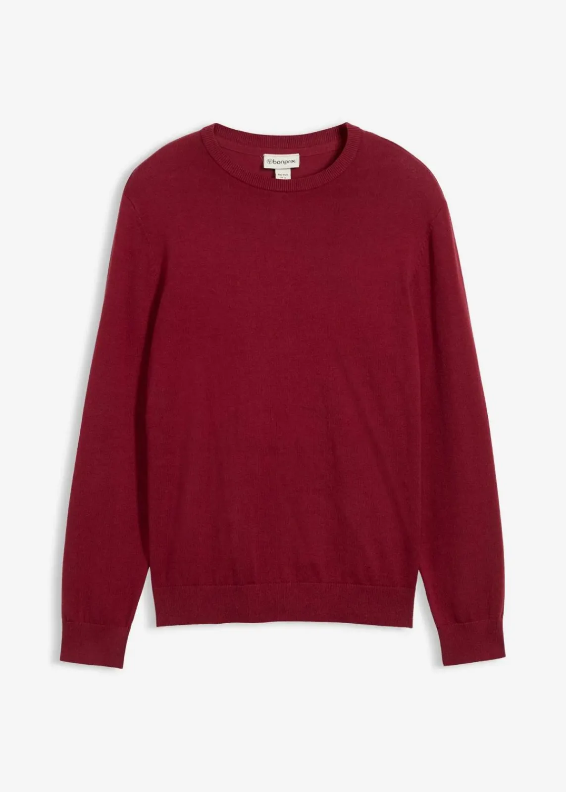 bonprix Pullover & Strickjacken|Basics|Feinstrickpullover aus weichem Baumwollmix pflaumenrot