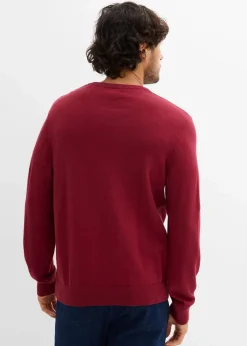 bonprix Pullover & Strickjacken|Basics|Feinstrickpullover aus weichem Baumwollmix pflaumenrot
