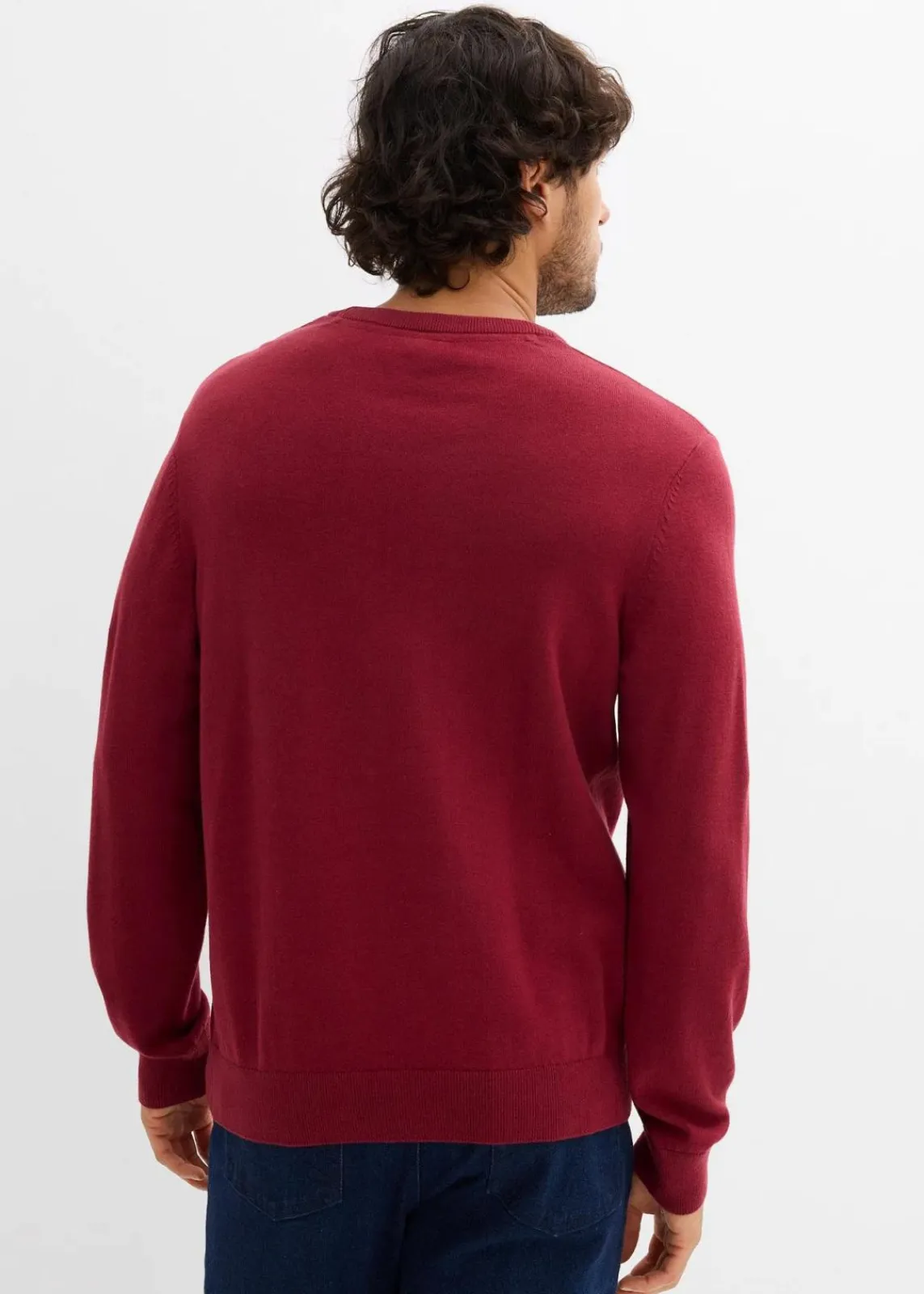 bonprix Pullover & Strickjacken|Basics|Feinstrickpullover aus weichem Baumwollmix pflaumenrot