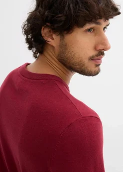 bonprix Pullover & Strickjacken|Basics|Feinstrickpullover aus weichem Baumwollmix pflaumenrot
