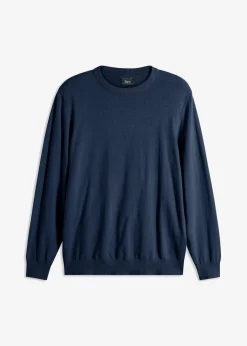 bonprix Große Größen|Basics|Feinstrickpullover aus weichem Baumwollmix dunkelblau