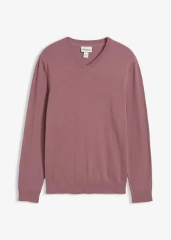 bonprix Pullover & Strickjacken|Basics|Feinstrickpullover aus weichem Baumwollmix matt violett