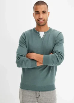 Feinstrickpullover mit 2 in 1 Optik aus weichem Baumwollmix|bonprix Online
