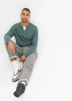 Feinstrickpullover mit 2 in 1 Optik aus weichem Baumwollmix|bonprix Online