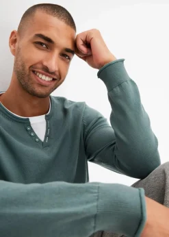 Feinstrickpullover mit 2 in 1 Optik aus weichem Baumwollmix|bonprix Online