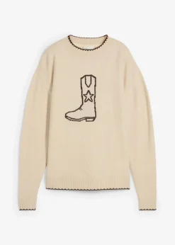 bonprix Bekleidung·Umstandsmode|Bekleidung·Jeans|Feinstrickpullover mit überschnittener Schulter hellsand meliert