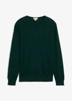 bonprix Große Größen|Pullover & Strickjacken|Feinstrickpullover mit edler Merinowolle tiefgrün