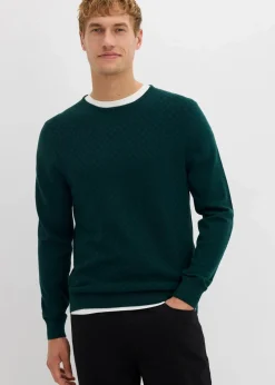 bonprix Große Größen|Pullover & Strickjacken|Feinstrickpullover mit edler Merinowolle tiefgrün