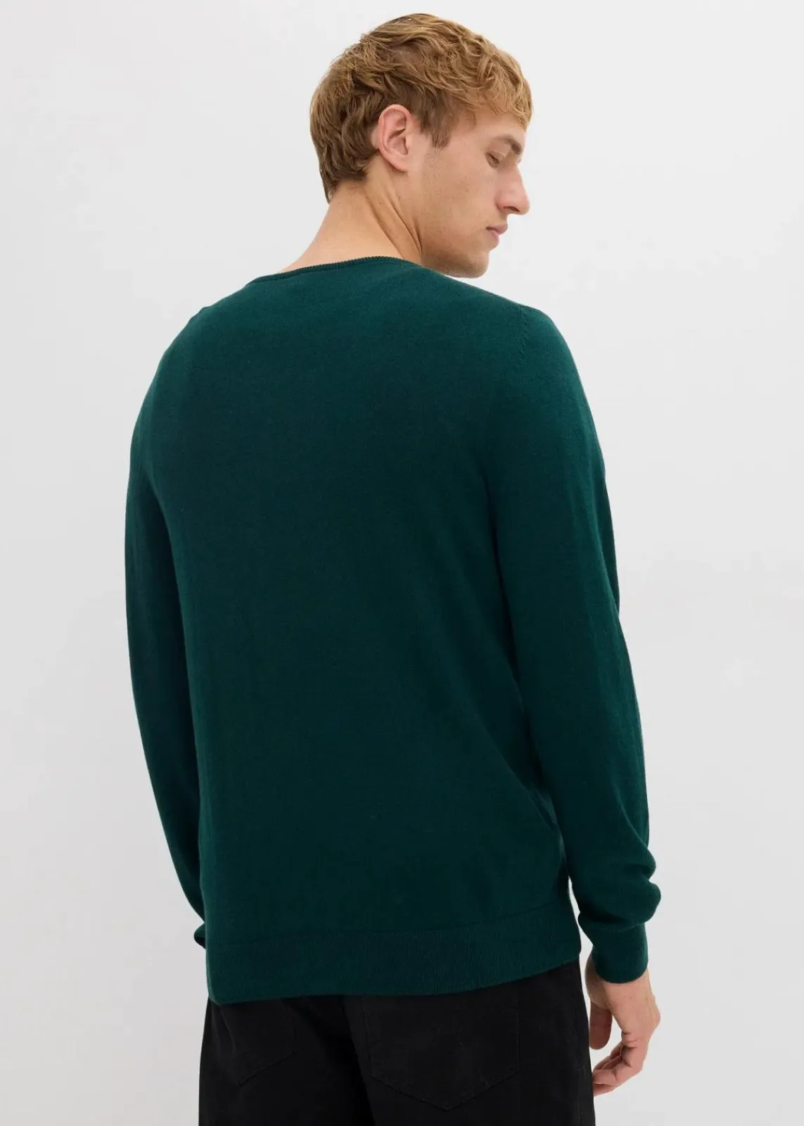 bonprix Große Größen|Pullover & Strickjacken|Feinstrickpullover mit edler Merinowolle tiefgrün