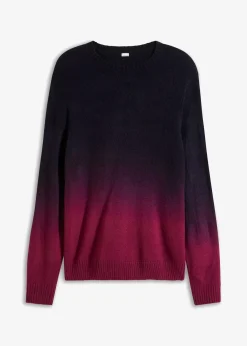 bonprix Pullover & Strickjacken|Große Größen|Feinstrickpullover mit Farbverlauf dunkellila/rhododendronrot