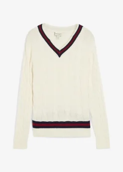 bonprix Große Größen|Pullover & Strickjacken|Feinstrickpullover mit Kaschmiranteil wollweiß