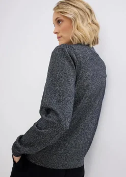 bonprix Bekleidung·Jeans|Bekleidung·Umstandsmode|Feinstrickpullover mit Lurex schwarz/silber