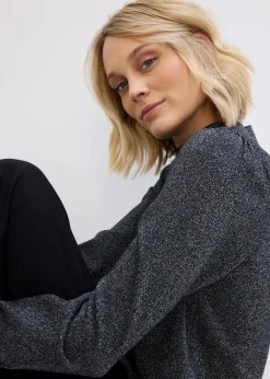 bonprix Bekleidung·Jeans|Bekleidung·Umstandsmode|Feinstrickpullover mit Lurex schwarz/silber