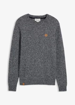 bonprix Pullover & Strickjacken|Große Größen|Feinstrickpullover mit reiner Baumwolle dunkelblau meliert