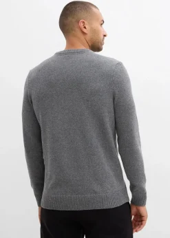 bonprix Große Größen|Basics|Feinstrickpullover mit recycelter Baumwolle grau meliert