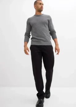 bonprix Große Größen|Basics|Feinstrickpullover mit recycelter Baumwolle grau meliert