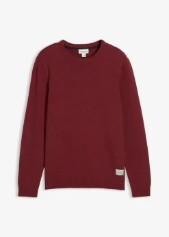 bonprix Pullover & Strickjacken|Basics|Feinstrickpullover mit recycelter Baumwolle ahornrot