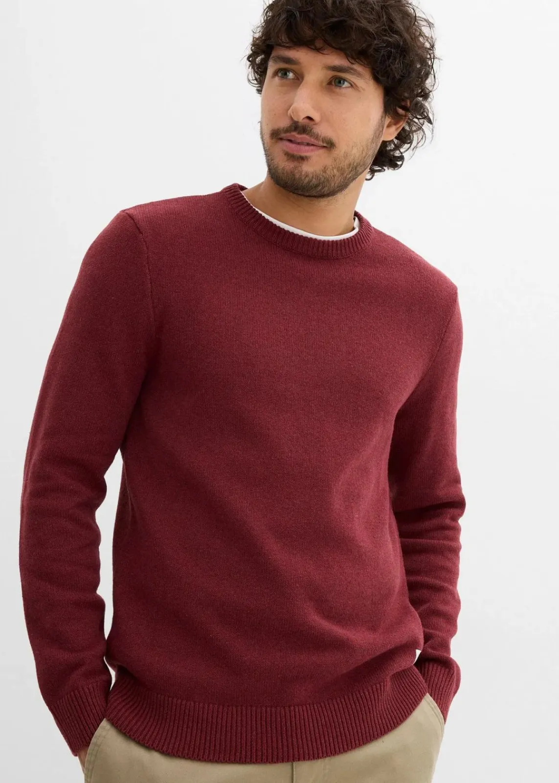 bonprix Pullover & Strickjacken|Basics|Feinstrickpullover mit recycelter Baumwolle ahornrot