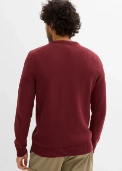 bonprix Pullover & Strickjacken|Basics|Feinstrickpullover mit recycelter Baumwolle ahornrot
