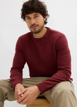 bonprix Pullover & Strickjacken|Basics|Feinstrickpullover mit recycelter Baumwolle ahornrot