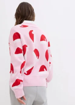 bonprix Pullover & Strickjacken|Strickmode|Feinstrickpullover mit Rundhals, oversized kristallrosa