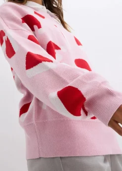 bonprix Pullover & Strickjacken|Strickmode|Feinstrickpullover mit Rundhals, oversized kristallrosa