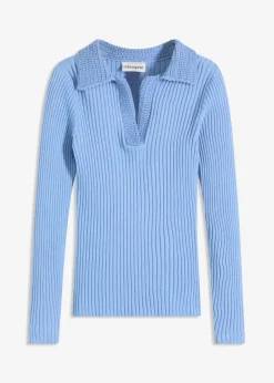 bonprix Bekleidung·Umstandsmode|Bekleidung·Jeans|Feinstrickpullover mit schmückendem Kragen perlblau