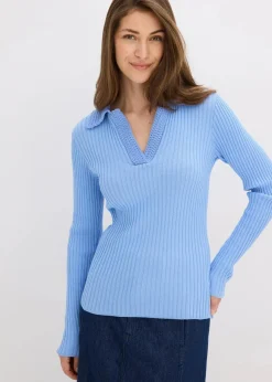 bonprix Bekleidung·Umstandsmode|Bekleidung·Jeans|Feinstrickpullover mit schmückendem Kragen perlblau