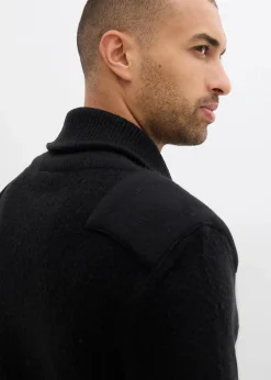 bonprix Pullover & Strickjacken|Große Größen|Feinstrickpullover mit Schalkragen schwarz meliert