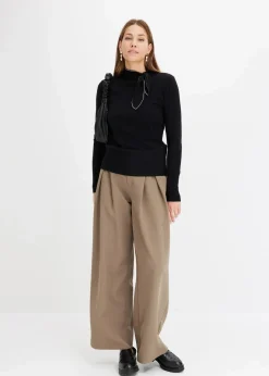 bonprix Bekleidung·Umstandsmode|Bekleidung·Jeans|Feinstrickpullover mit Schleifendetail schwarz/wollweiß