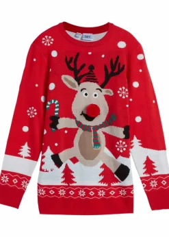 bonprix Jungen 2-8 Jahre·Sweat & Strick|Jungen 9-16 Jahre·Sweat & Strick|Feinstrickpullover mit Weihnachtsmotiv erdbeere