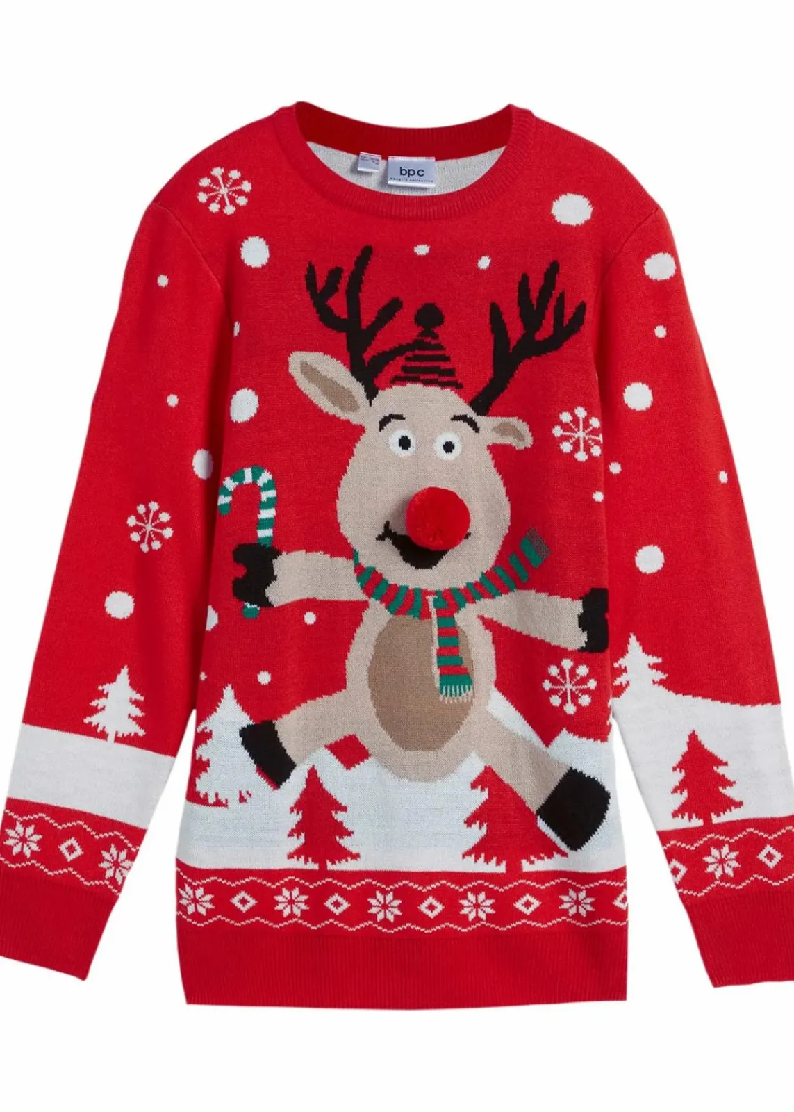 bonprix Jungen 2-8 Jahre·Sweat & Strick|Jungen 9-16 Jahre·Sweat & Strick|Feinstrickpullover mit Weihnachtsmotiv erdbeere