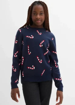 Feinstrickpullover mit Weihnachtsmotiv aus weichem Baumwollmix|bonprix